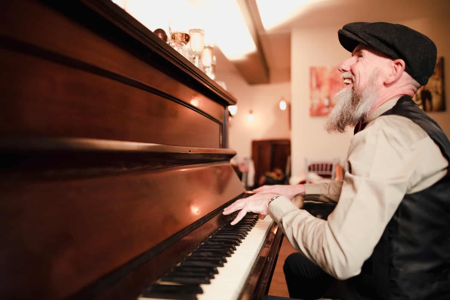 Man entertaining on the piano